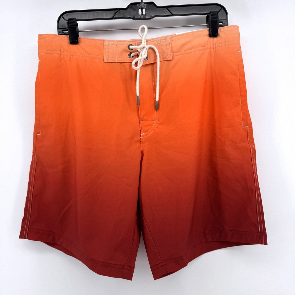 American Eagle‎ Mens Medium Orange Red Ombre Board Shorts Swim Trunks 9" Inseam